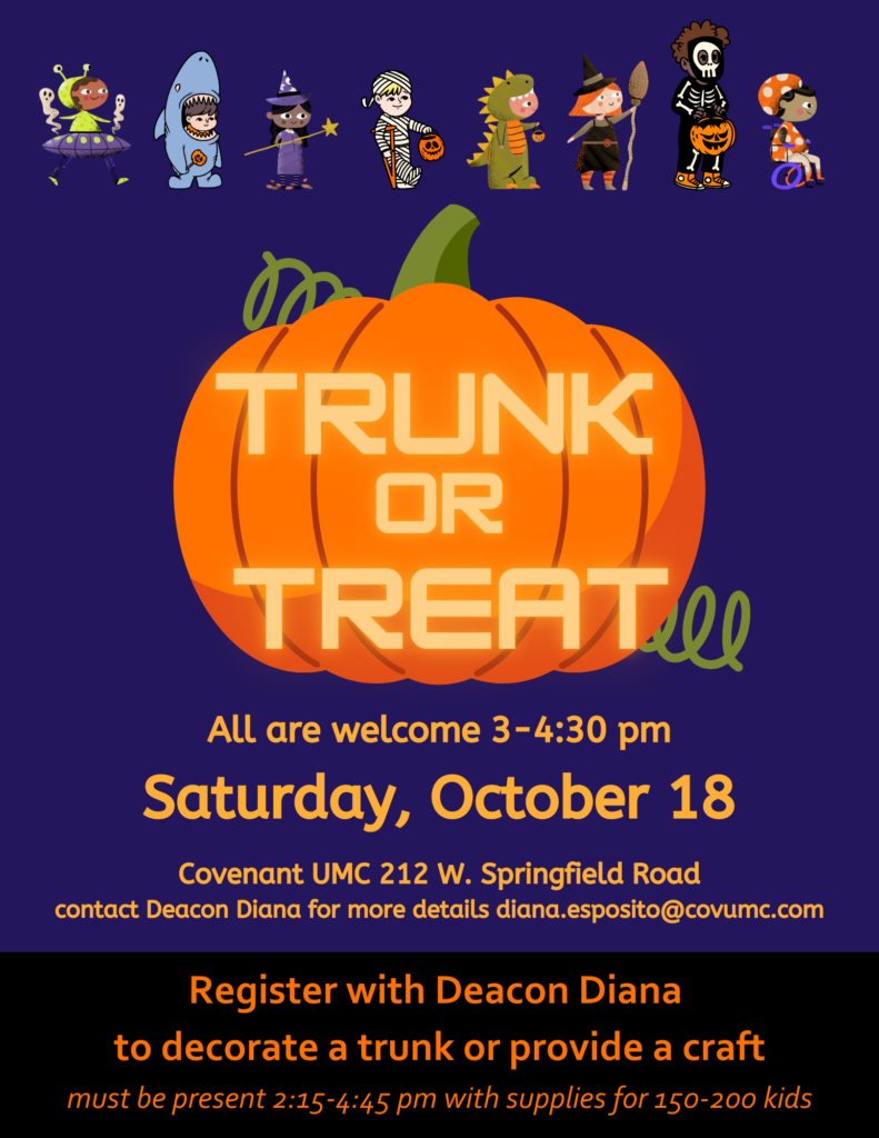 Trunk or Treat flyer. All text below.