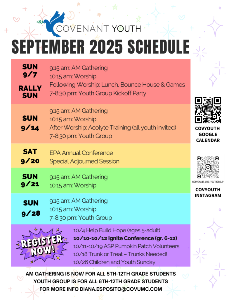 Full graphic schedule, all text below